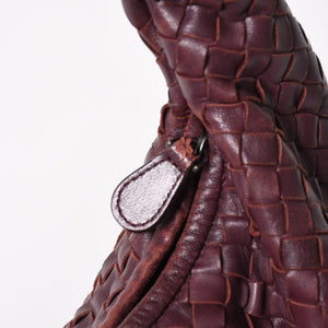 BOTTEGA VENETA ボッテガヴェネタ イントレチャート ホーボー ワンショルダーバッグ バーガンディ ワインレッド 美品 中古 4a004836