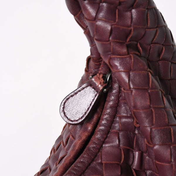 BOTTEGA VENETA ボッテガヴェネタ イントレチャート ホーボー ワンショルダーバッグ バーガンディ ワインレッド 美品 中古 4a004836