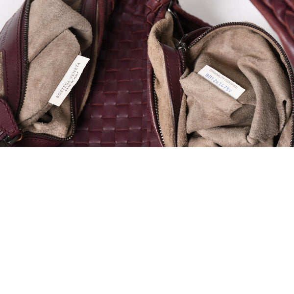 BOTTEGA VENETA ボッテガヴェネタ イントレチャート ホーボー ワンショルダーバッグ バーガンディ ワインレッド 美品 中古 4a004836