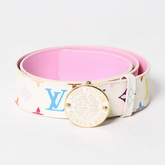 LOUIS VUITTON ルイヴィトン サンチュール ベルト M9627 PVC ホワイト マルチカラー ゴールド金具 サイズ90/36 美品 中古 4a004800