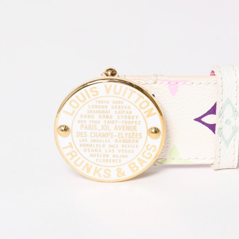 LOUIS VUITTON ルイヴィトン サンチュール ベルト M9627 PVC ホワイト マルチカラー ゴールド金具 サイズ90/36 美品 中古 4a004800