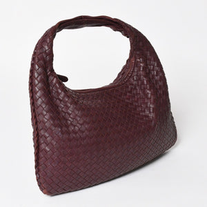 BOTTEGA VENETA ボッテガヴェネタ イントレチャート ホーボー ワンショルダーバッグ バーガンディ ワインレッド 美品 中古 4a004836