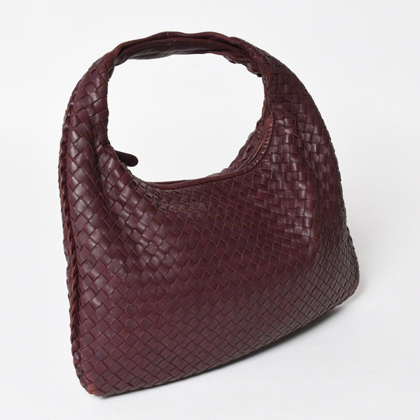 BOTTEGA VENETA ボッテガヴェネタ イントレチャート ホーボー ワンショルダーバッグ バーガンディ ワインレッド 美品 中古 4a004836