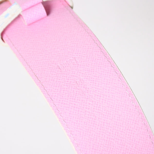 LOUIS VUITTON ルイヴィトン サンチュール ベルト M9627 PVC ホワイト マルチカラー ゴールド金具 サイズ90/36 美品 中古 4a004800