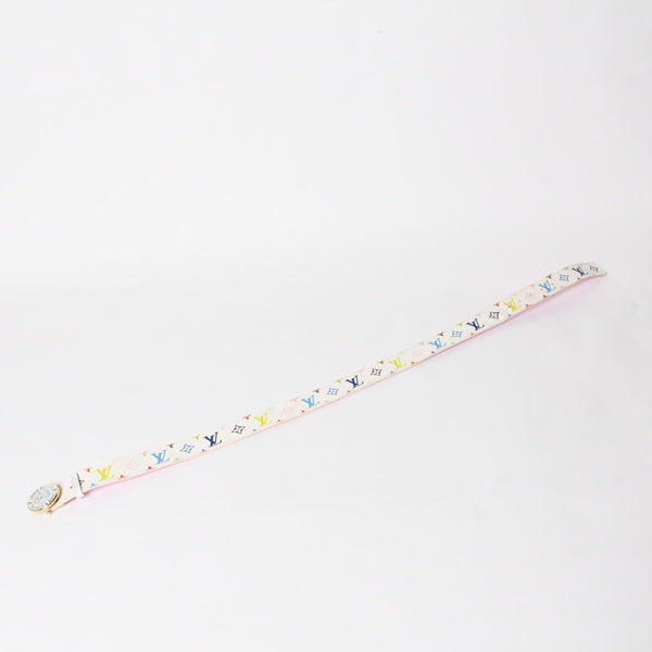 LOUIS VUITTON ルイヴィトン サンチュール ベルト M9627 PVC ホワイト マルチカラー ゴールド金具 サイズ90/36 美品 中古 4a004800