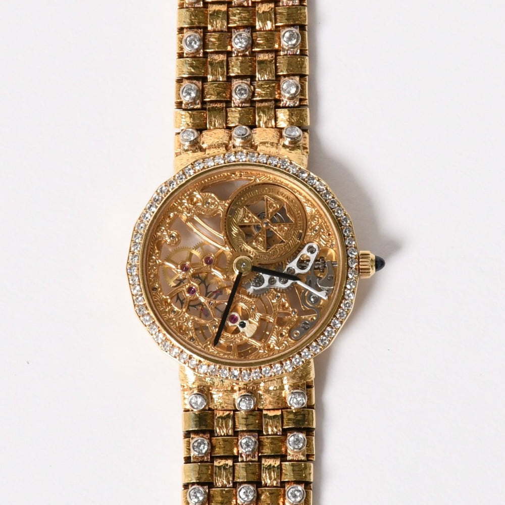 VACHERON CONSTANTIN Patrimony Skeleton Watch 13508 Manual Winding Diamond 18KYG Good Condition Used 4a003106