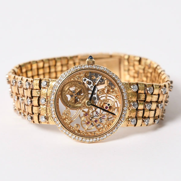 VACHERON CONSTANTIN ヴァシュロンコンスタンタン パトリモニー スケルトン 腕時計 13508 手巻き ダイヤモンド 18KYG 美品 中古 4a003106