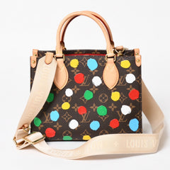極美品 LOUIS VUITTON ルイヴィトン 2WAYバッグ ハンドバッグ ショルダーバッグ M46380 オンザゴーPM 草間彌生 ドット・ペイント PVC 中古 4a005077