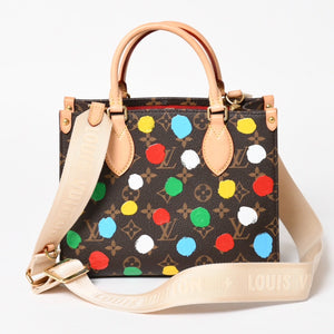 極美品 LOUIS VUITTON ルイヴィトン 2WAYバッグ ハンドバッグ ショルダーバッグ M46380 オンザゴーPM 草間彌生 ドット・ペイント PVC 中古 4a005077