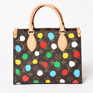 極美品 LOUIS VUITTON ルイヴィトン 2WAYバッグ ハンドバッグ ショルダーバッグ M46380 オンザゴーPM 草間彌生 ドット・ペイント PVC 中古 4a005077
