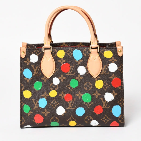 極美品 LOUIS VUITTON ルイヴィトン 2WAYバッグ ハンドバッグ ショルダーバッグ M46380 オンザゴーPM 草間彌生 ドット・ペイント PVC 中古 4a005077