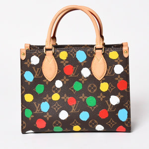 極美品 LOUIS VUITTON ルイヴィトン 2WAYバッグ ハンドバッグ ショルダーバッグ M46380 オンザゴーPM 草間彌生 ドット・ペイント PVC 中古 4a005077