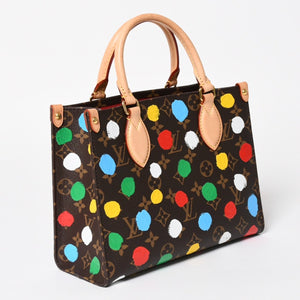 極美品 LOUIS VUITTON ルイヴィトン 2WAYバッグ ハンドバッグ ショルダーバッグ M46380 オンザゴーPM 草間彌生 ドット・ペイント PVC 中古 4a005077