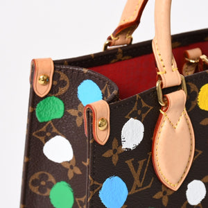 極美品 LOUIS VUITTON ルイヴィトン 2WAYバッグ ハンドバッグ ショルダーバッグ M46380 オンザゴーPM 草間彌生 ドット・ペイント PVC 中古 4a005077