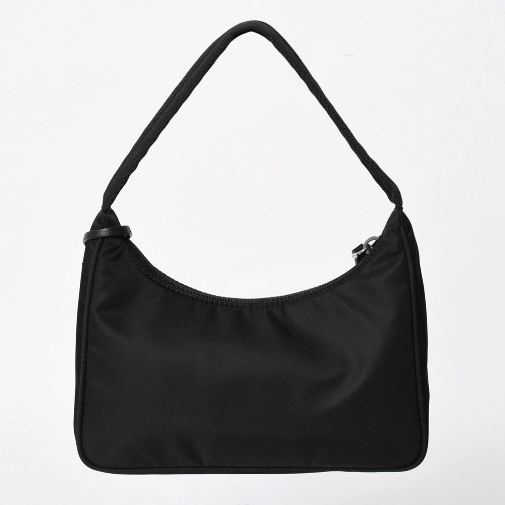 極美品 PRADA プラダ ホーボー ワンショルダーバッグ MV515 トライアングルロゴプレート ナイロン ブラック 中古 4a004858