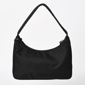 極美品 PRADA プラダ ホーボー ワンショルダーバッグ MV515 トライアングルロゴプレート ナイロン ブラック 中古 4a004858