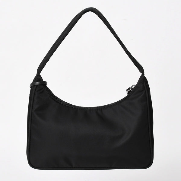 極美品 PRADA プラダ ホーボー ワンショルダーバッグ MV515 トライアングルロゴプレート ナイロン ブラック 中古 4a004858