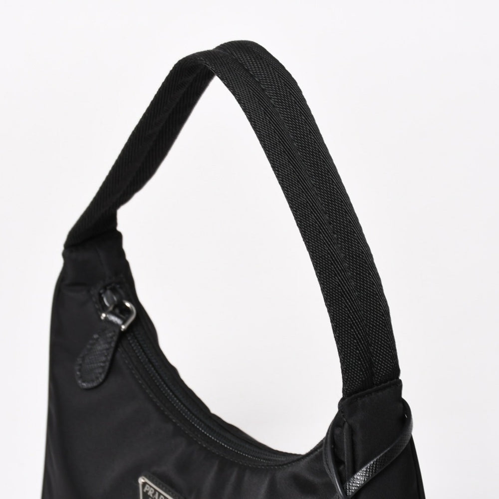 Very Good Condition PRADA Hobo One Shoulder Bag MV515 Triangle Logo Plate Nylon Black Used 4a004858