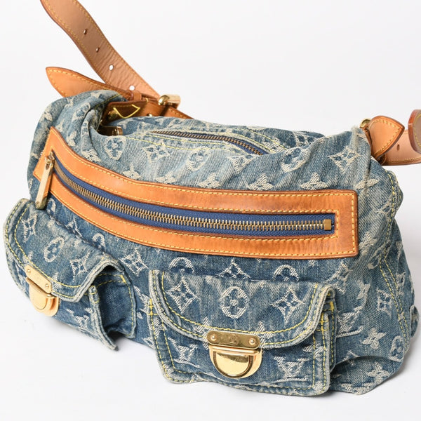 LOUIS VUITTON ルイヴィトン モノグラムデニム バギーPM ショルダーバッグ ワンショルダー M95049 インディゴブルー 美品 中古 4a004849