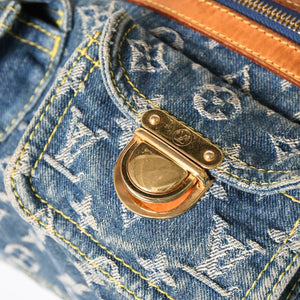 LOUIS VUITTON ルイヴィトン モノグラムデニム バギーPM ショルダーバッグ ワンショルダー M95049 インディゴブルー 美品 中古 4a004849