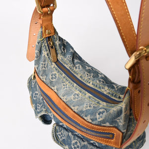 LOUIS VUITTON ルイヴィトン モノグラムデニム バギーPM ショルダーバッグ ワンショルダー M95049 インディゴブルー 美品 中古 4a004849