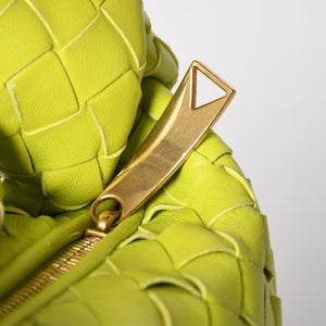 Very good condition BOTTEGAVENETA MINI JODIE Handbag 651876 Intrecciato Lime Green Used 4a003920