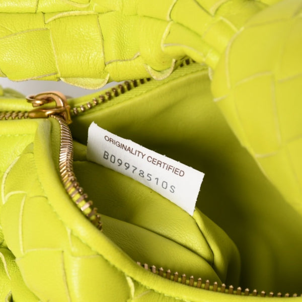 Very good condition BOTTEGAVENETA MINI JODIE Handbag 651876 Intrecciato Lime Green Used 4a003920