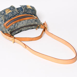 LOUIS VUITTON ルイヴィトン モノグラムデニム バギーPM ショルダーバッグ ワンショルダー M95049 インディゴブルー 美品 中古 4a004849