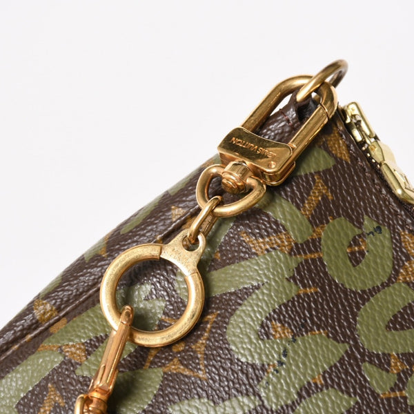 極美品 LOUIS VUITTON ルイヴィトン ポシェットアクセソワールモノグラムグラフィティ M92191 ハンドバッグ カーキ 中古 4a004856