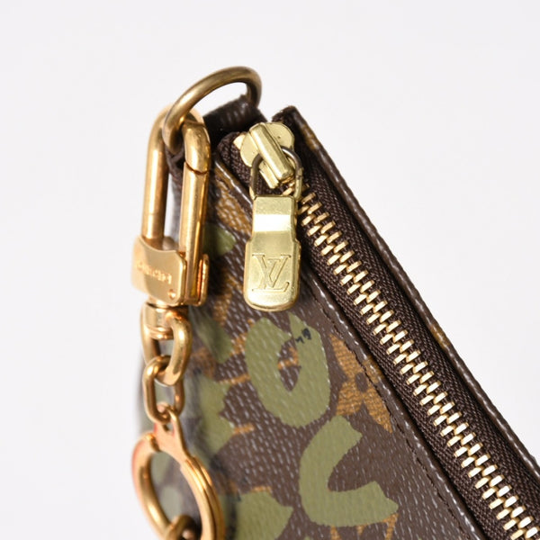 極美品 LOUIS VUITTON ルイヴィトン ポシェットアクセソワールモノグラムグラフィティ M92191 ハンドバッグ カーキ 中古 4a004856