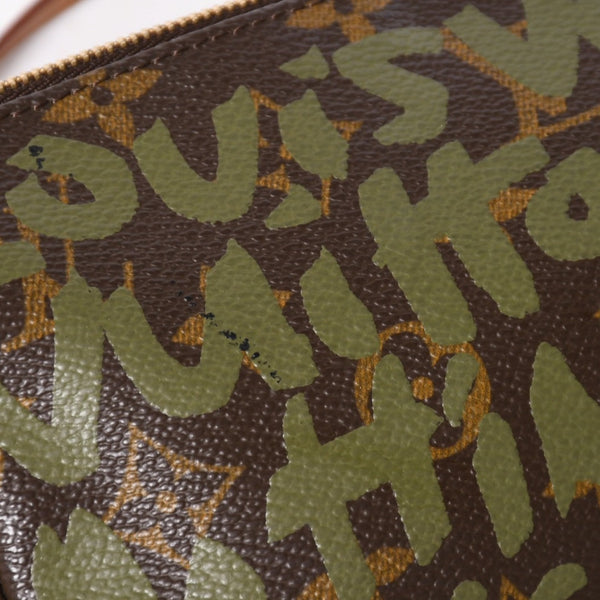極美品 LOUIS VUITTON ルイヴィトン ポシェットアクセソワールモノグラムグラフィティ M92191 ハンドバッグ カーキ 中古 4a004856