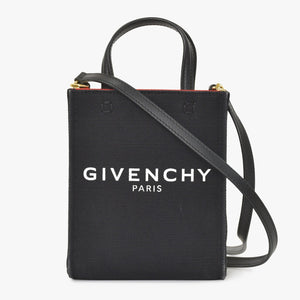 GIVENCHY G Tote Vertical Mini EF A 02 35 Shoulder Bag Handbag 2WAY Canvas Leather Black Good Condition Used 4a004851