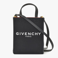 画像をギャラリービューアに読み込む, GIVENCHY ジバンシー Gトートバーティカルミニ EF A 02 35 ショルダーバッグ ハンドバッグ 2WAY キャンバス レザー ブラック 美品 中古 4a004851