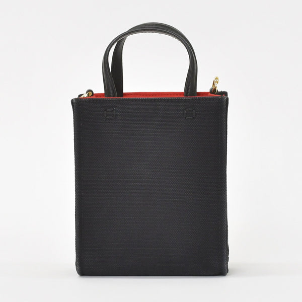 GIVENCHY G Tote Vertical Mini EF A 02 35 Shoulder Bag Handbag 2WAY Canvas Leather Black Good Condition Used 4a004851
