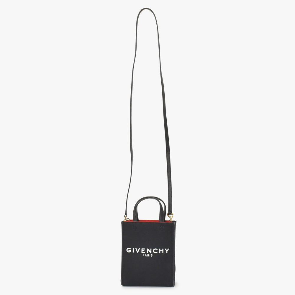 GIVENCHY G Tote Vertical Mini EF A 02 35 Shoulder Bag Handbag 2WAY Canvas Leather Black Good Condition Used 4a004851