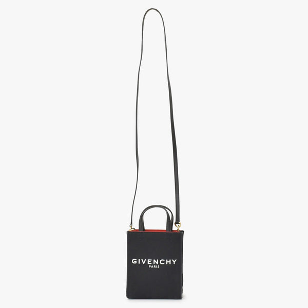 GIVENCHY G Tote Vertical Mini EF A 02 35 Shoulder Bag Handbag 2WAY Canvas Leather Black Good Condition Used 4a004851
