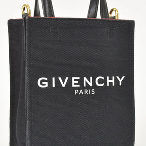 GIVENCHY G Tote Vertical Mini EF A 02 35 Shoulder Bag Handbag 2WAY Canvas Leather Black Good Condition Used 4a004851
