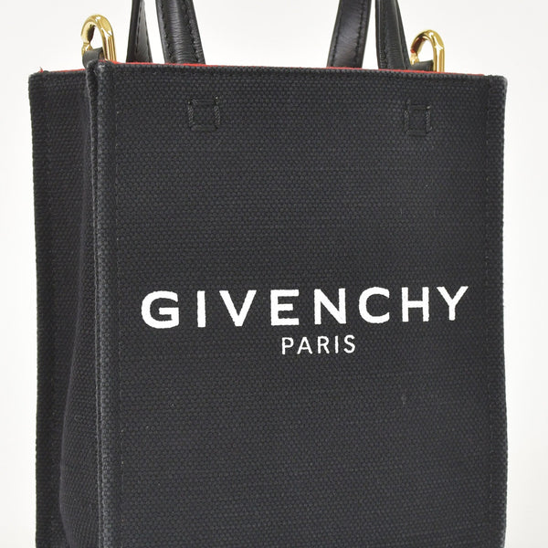 GIVENCHY G Tote Vertical Mini EF A 02 35 Shoulder Bag Handbag 2WAY Canvas Leather Black Good Condition Used 4a004851
