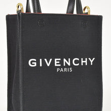 画像をギャラリービューアに読み込む, GIVENCHY ジバンシー Gトートバーティカルミニ EF A 02 35 ショルダーバッグ ハンドバッグ 2WAY キャンバス レザー ブラック 美品 中古 4a004851