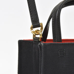 GIVENCHY G Tote Vertical Mini EF A 02 35 Shoulder Bag Handbag 2WAY Canvas Leather Black Good Condition Used 4a004851