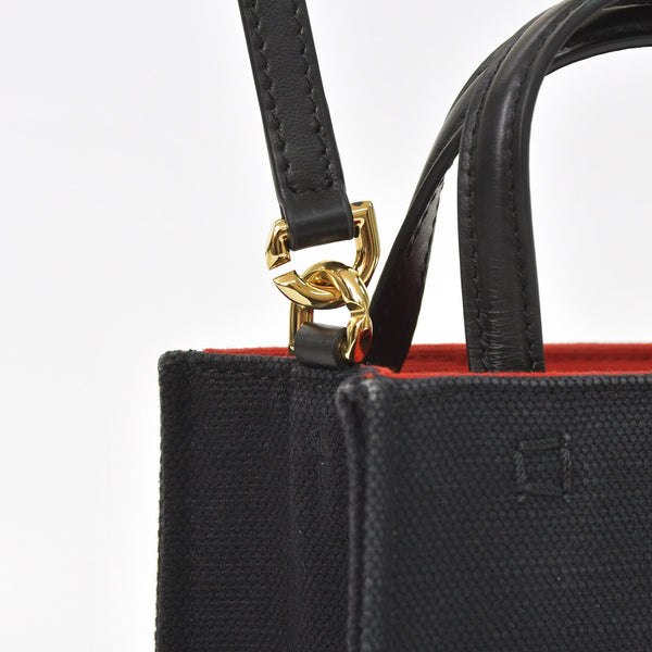 GIVENCHY G Tote Vertical Mini EF A 02 35 Shoulder Bag Handbag 2WAY Canvas Leather Black Good Condition Used 4a004851