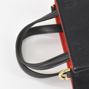 GIVENCHY G Tote Vertical Mini EF A 02 35 Shoulder Bag Handbag 2WAY Canvas Leather Black Good Condition Used 4a004851