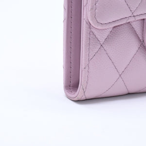 CHANEL Compact Wallet Trifold Wallet Random Number Coco Mark Caviar Skin Pink Gold Hardware Good Condition Used 4a005095