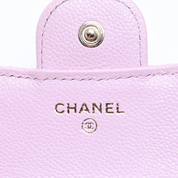 CHANEL Compact Wallet Trifold Wallet Random Number Coco Mark Caviar Skin Pink Gold Hardware Good Condition Used 4a005095