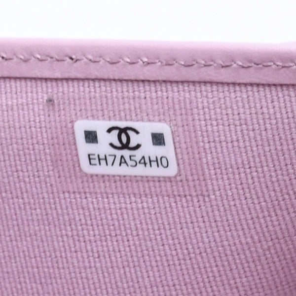 CHANEL Compact Wallet Trifold Wallet Random Number Coco Mark Caviar Skin Pink Gold Hardware Good Condition Used 4a005095