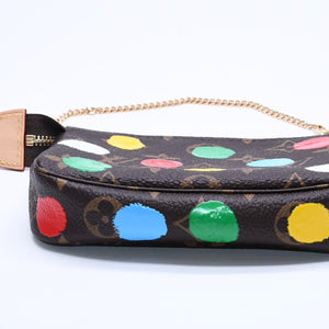 新品同様品 LOUIS VUITTON ルイヴィトン 草間 彌生 ミニ・ポシェット・アクセソワール M81866 ポーチ ブラウン マルチカラー 中古 4a005011