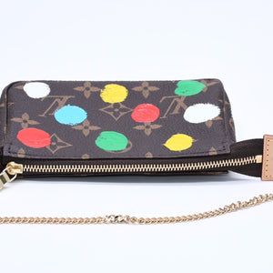 新品同様品 LOUIS VUITTON ルイヴィトン 草間 彌生 ミニ・ポシェット・アクセソワール M81866 ポーチ ブラウン マルチカラー 中古 4a005011