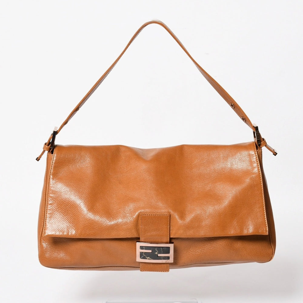 FENDI フェンディ ワンショルダーバッグ マンマバケット キャラメルブラウン シルバー金具 本革 8BR030 美品 中古 4a004861