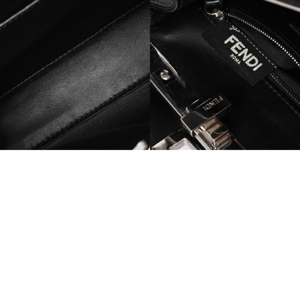FENDI フェンディ ミニピーカブー ハンドバッグ 8BN244 ショルダーバッグ レースアップ ブラック ブルー シルバー金具 美品 中古 4a005336