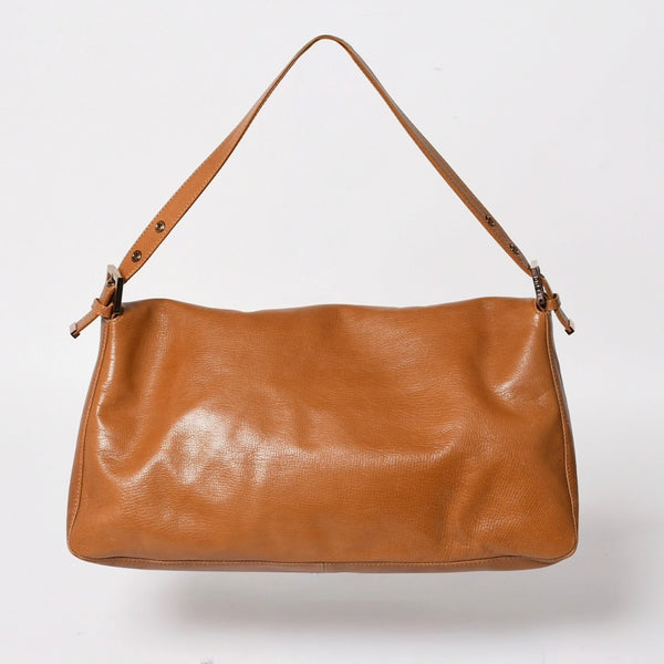 FENDI フェンディ ワンショルダーバッグ マンマバケット キャラメルブラウン シルバー金具 本革 8BR030 美品 中古 4a004861